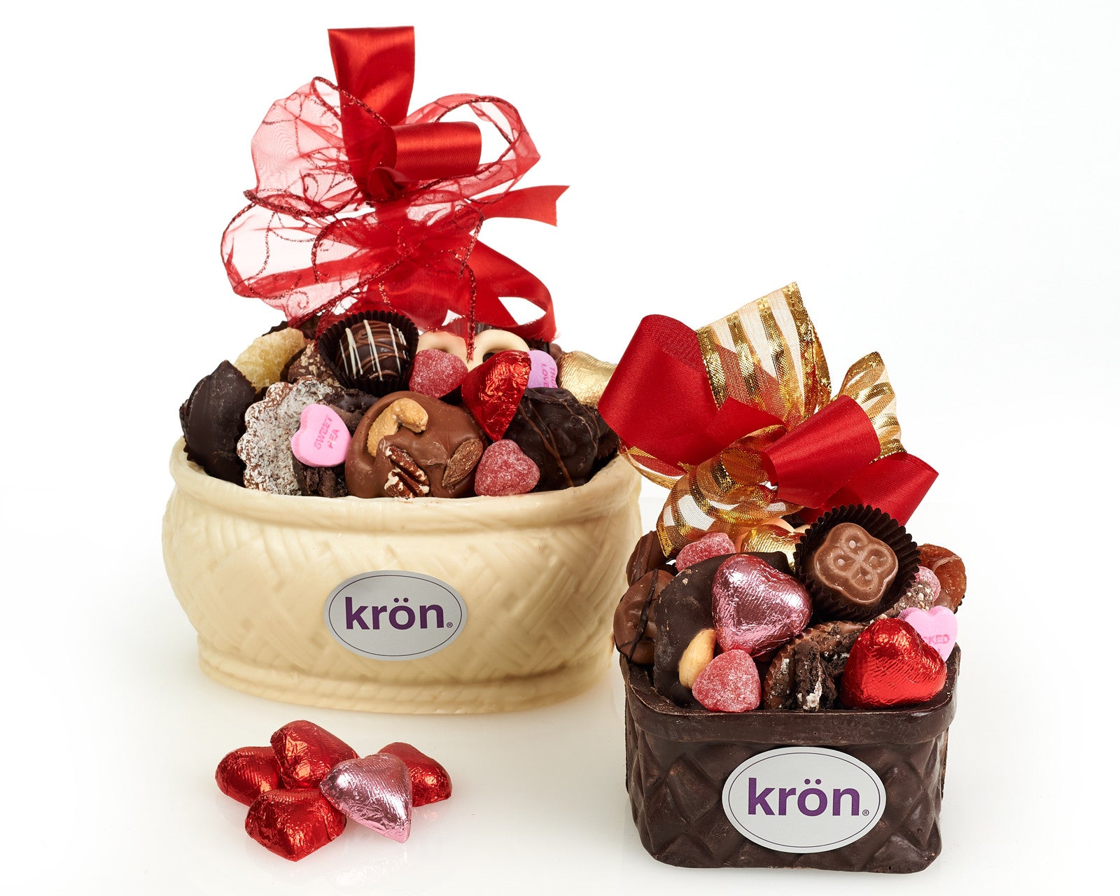 edible chocolate basket filled with gourmet chocolate